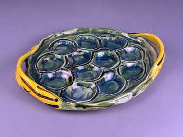 A Studio Pottery Ceramic Oyster Platter, Signed Br
