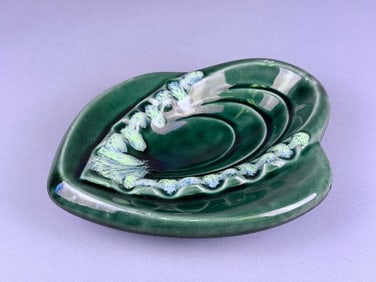 A Mid-Century Modern Green Ceramic Free-Form Ashtr