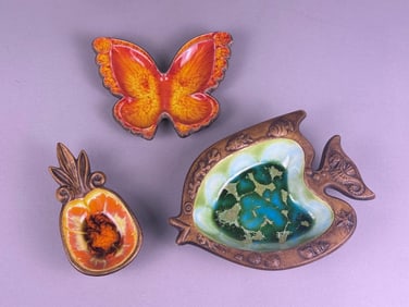 Three Mid-20th Century Treasure Craft Decorative D