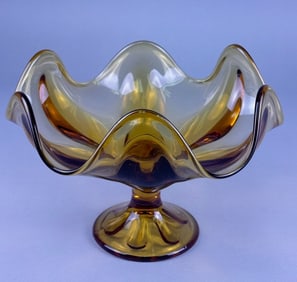 Viking Glass 'Epic' 6-Petal Amber Pedestal Compote