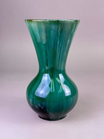 A Blue Mountain Pottery Green Drip Glaze Vase
