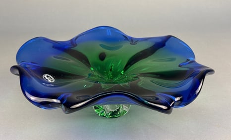 Royal Gallery Poland Art Glass Blown Flower Bowl,