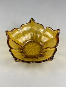 Vintage Viking Glass Amber Lotus Bowl