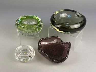Collection of Murano Bullicante Art Glass Ashtrays