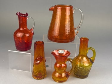 A Collection of Blenko Crackle Glass Vessels