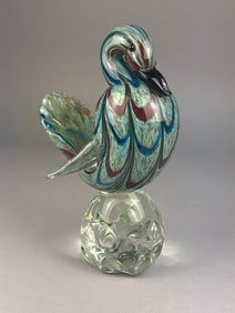 A Murano Style Multicolor Hand Blown Art Glass Bir