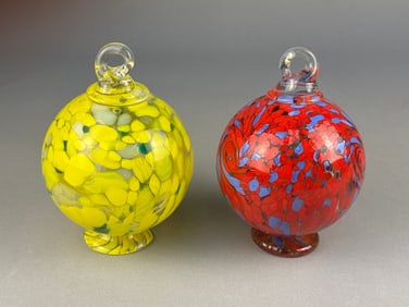 A Pair of Modern Hand-Blown Art Glass Decorative O