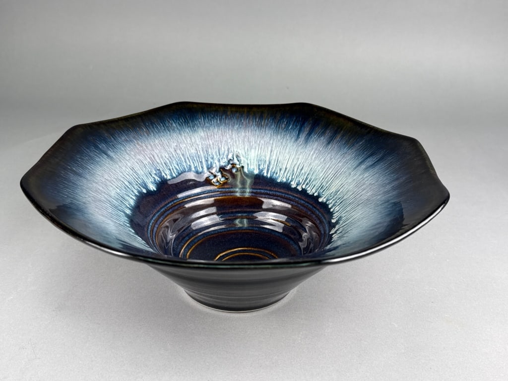 Bill Campbell Drip Glaze Art Pottery Serving Bowl (1 of 6)