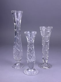 Three Crystal Bud Vases