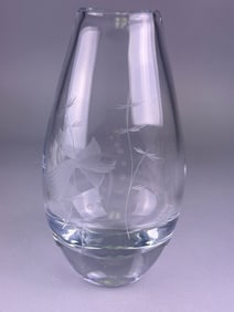 Kosta Boda Etched Goldfish Vase