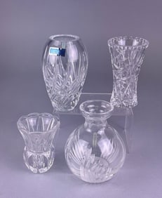 A Collection of Four Crystal Vases, including Wate