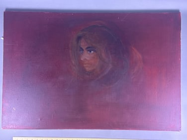 Original Painting On Canvas Red Portrait