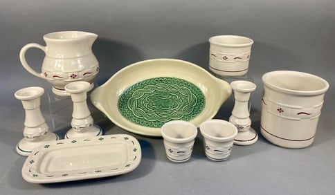 A Collection of Ten Longaberger Pottery Woven Trad