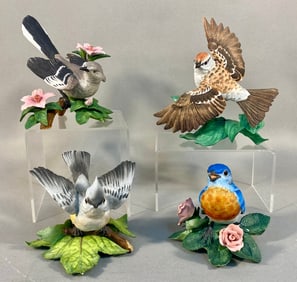 Four Lenox Garden Birds Fine Porcelain Figurines: