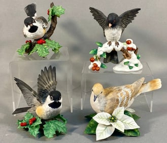 A Collection of Four Lenox Fine Porcelain Bird Fig