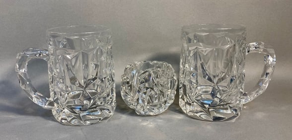 A Pair of Tiffany & Co. Rock Cut Crystal Beer Mugs