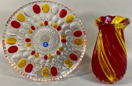A Pair of Contemporary Decorative Glass Items, com