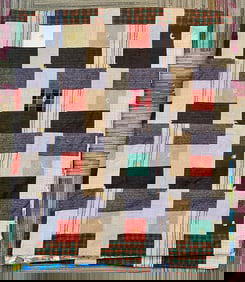 A Mid-to-Late 20th Century Tied Patchwork Quilt