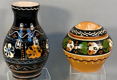 A Pair of Eastern European Hand-Painted Folk Art G
