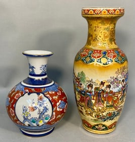 A Japanese Satsuma Baluster Vase and an Imperial I