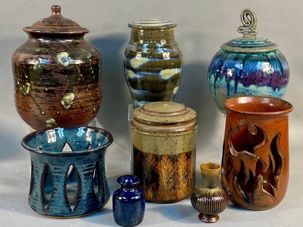 A Group of Modern Studio Pottery Jars and Candle H (1 of 9)