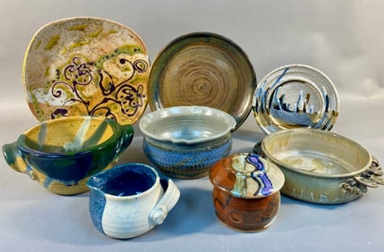 A Group of Eight Late 20th-Century Glazed Ceramic