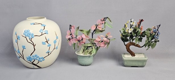 Three Decorative Ceramic and Hardstone Objects