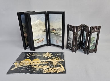 Three East Asian Decorative Items: A Japanese Embr