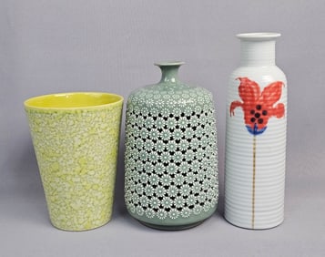 Three Ceramic Vessels, including a Kim Se-yong Cel