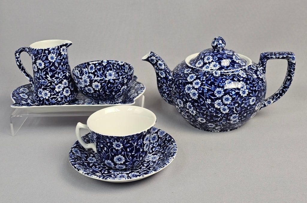 A Six-Piece Burleigh Blue Calico Tea or Breakfast (1 of 12)