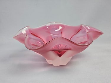 Josef Hospodka for Chribska Czech Pink Cased Glass