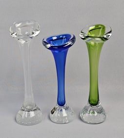 Three E&R Sweden Controlled Bubble Glass Vases