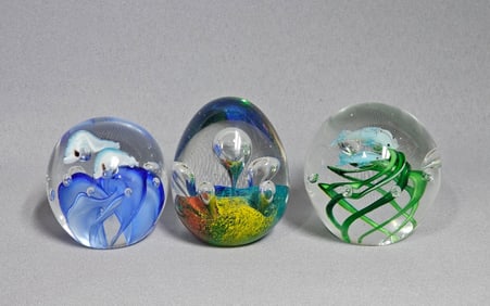 Three Art Glass Paperweights, including a Dynasty