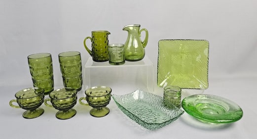 A Collection of Indiana Glass Whitehall Green Pres