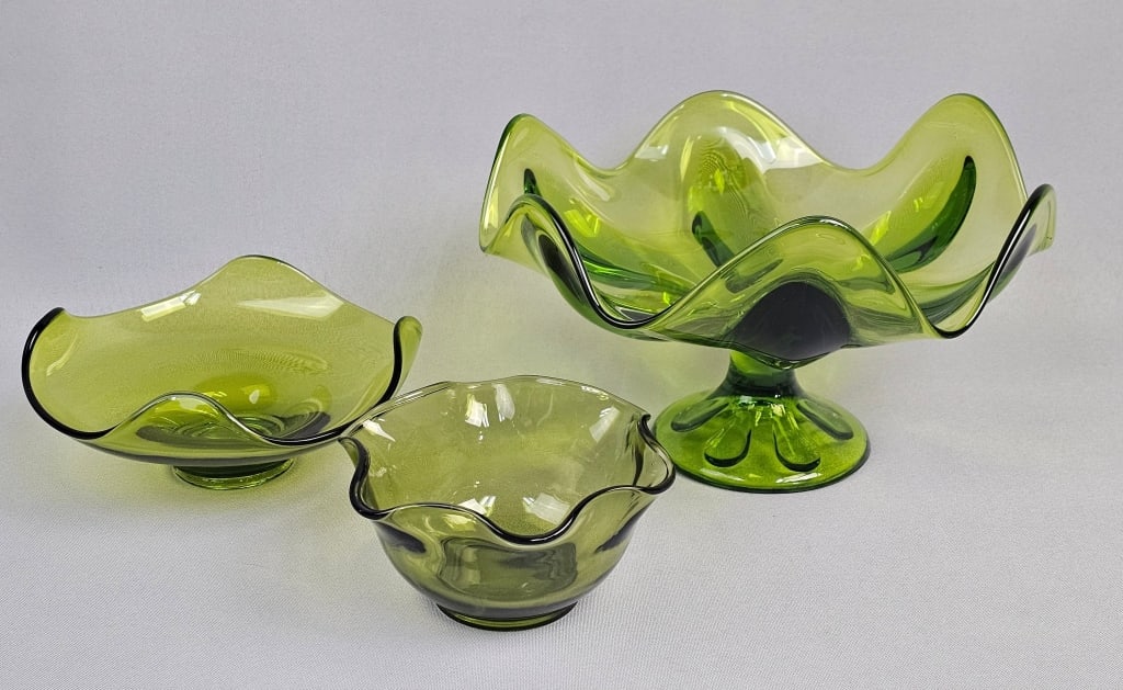 Three  Mid-Century Chartreuse Dishes Inc Viking (1 of 14)