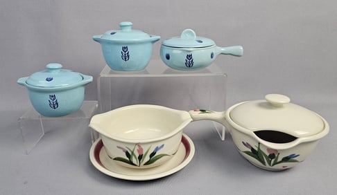 A Group of Clay Design Floral Stoneware Gravy and