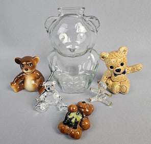 A Collection of Six Bear-Themed Decorative Objects