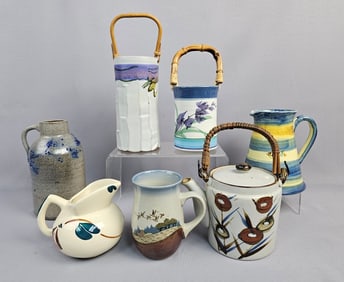 A Group of Seven Modern and Studio Pottery Vessels
