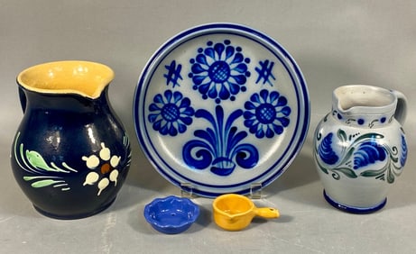 A Group of Five Ceramic Items, including a Mid-Cen