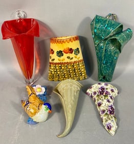 A Group of Six Varied Decorative Wall Pockets