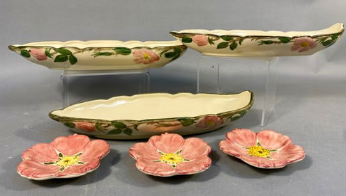 A Set of Six Franciscan Desert Rose Relish and Flo