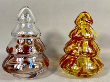 A Pair of Zeliza Hand-Blown Glass Christmas Tree J