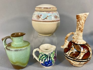 A Group of Four Glazed Ceramic Studio Pottery Vess