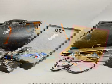 Vintage Schell Cowhide Leather Doctor's Bag and Collection of 23 Medical Instruments