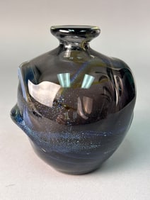 Contemporary Studio Art Glass Vessel with Cosmic Nebula Inclusions