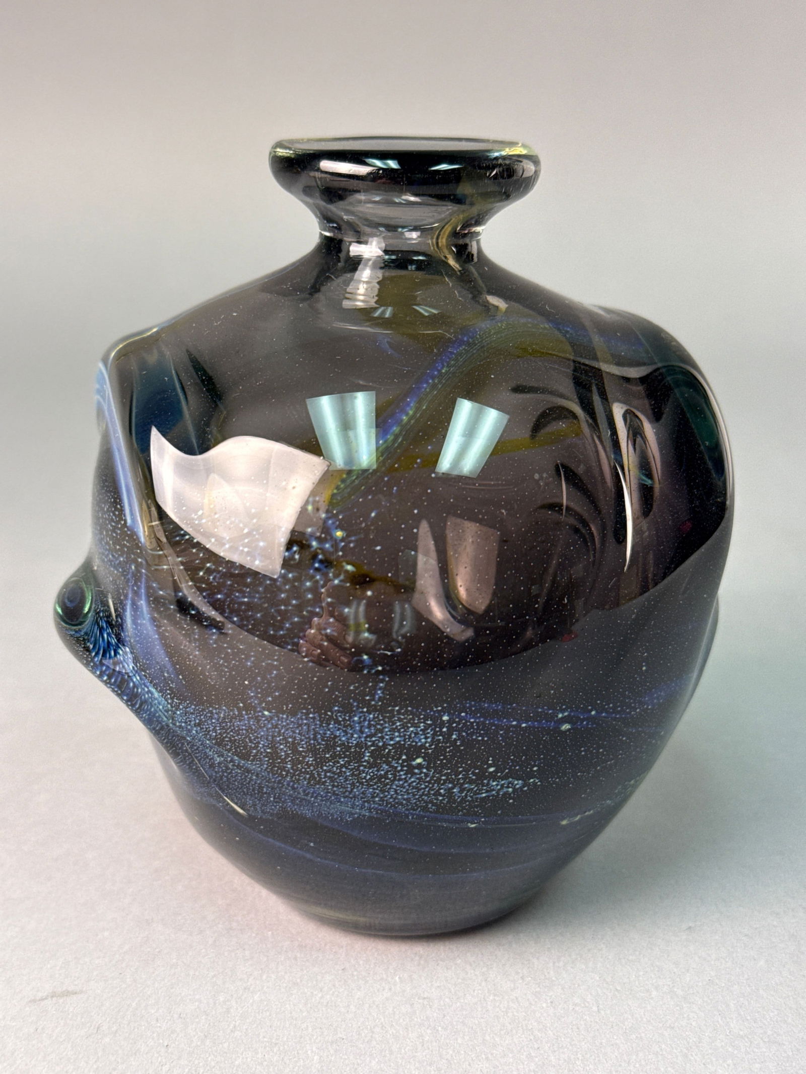 Contemporary Studio Art Glass Vessel with Cosmic Nebula Inclusions (1 of 7)