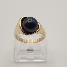 14K Black Pearl Ring 7.7 Grams
