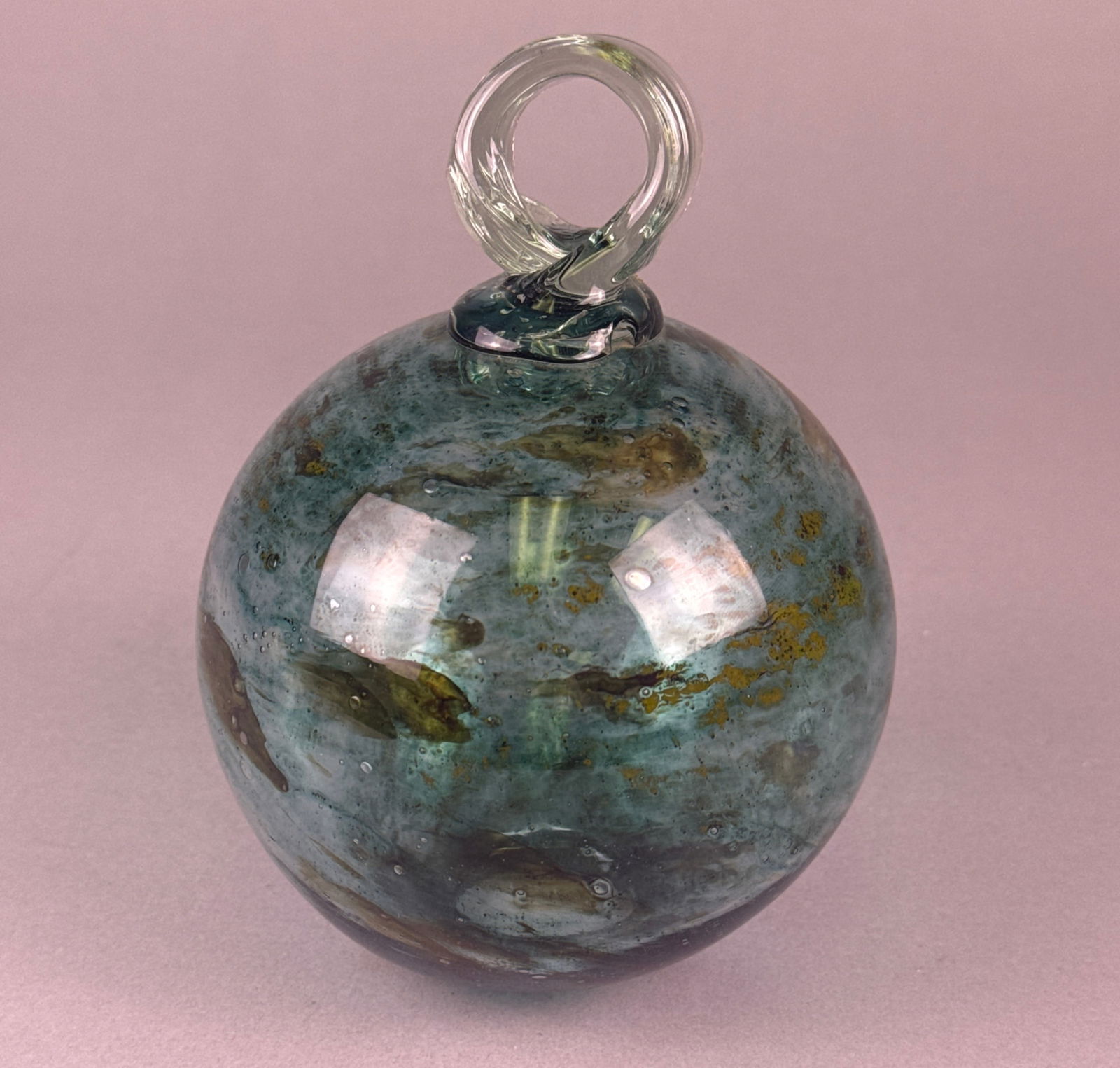 Hand Blown Mottled Glass Spherical Ornament or Float (1 of 4)