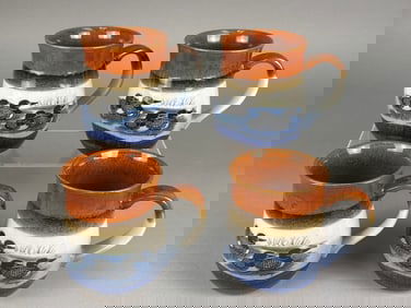 A Collection of 4 Late 20th Century Stoneware Mugs with Loon Transfer Print