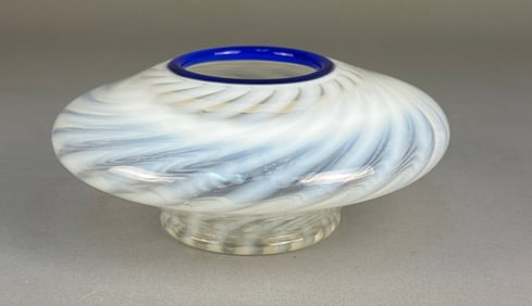 Fenton Art Glass White Opalescent Optic Swirl Mushroom Vase